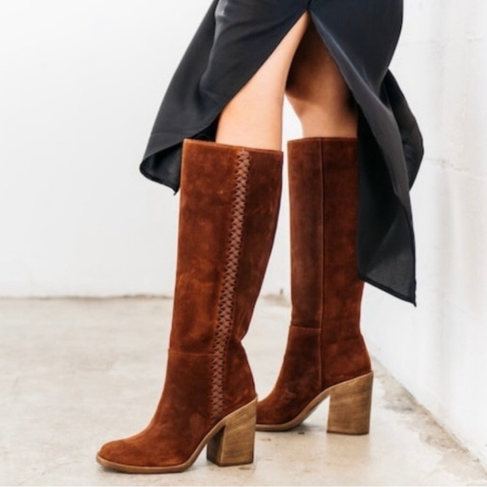 Ugg Maeva mahogany suede knee-high heeled boots